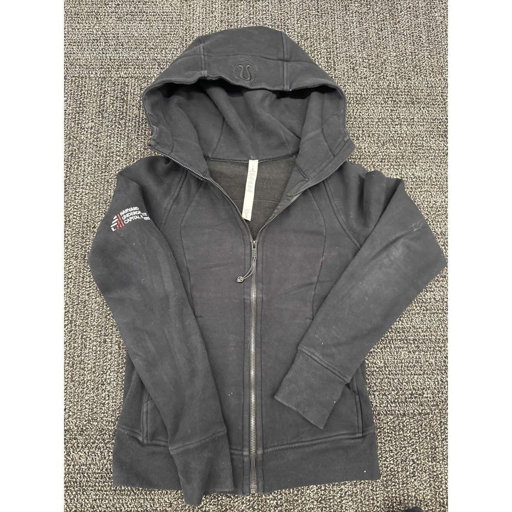Lululemon Scuba Hoodie Light Cotton Fleece Black Size‎ 4 Harvard Logo*